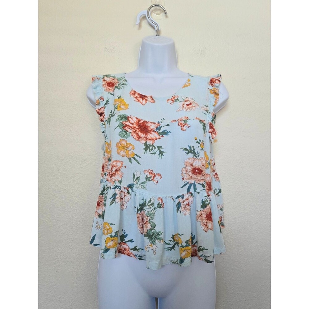 Altar'd State Floral Ruffled Crop Blouse Top Size Medium